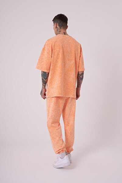 Machinist Чоловіча розкішна базова футболка оверсайз оранжевого кольору в цяточку