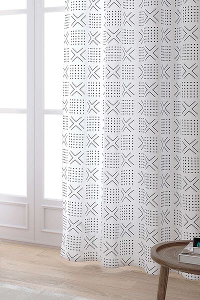 Cango Home White Black Geometric Digital Printed Curtain Cgh316-pr