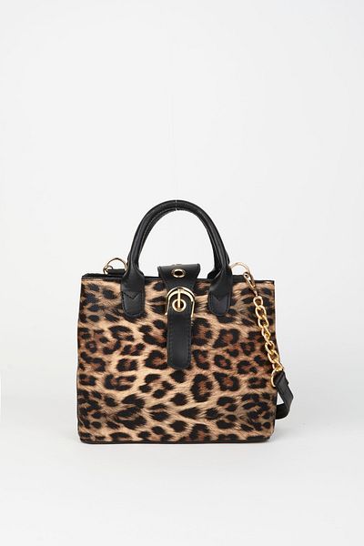 Vivaq Geantă de mână și de umăr pentru femei, din piele artificială, cu model leopard, curea detașabilă, închidere cu fermoar