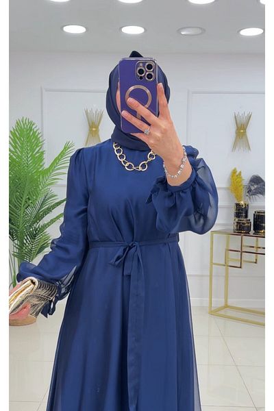 VALENS BOUTİQUE Tesettür Evening Dream Dress Lined Tule Coated Dress