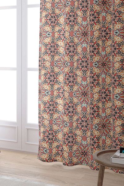 Cango Home Orange Retro Vintage Patterned Digital Printed Curtain Otyk034-pr