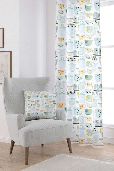 Cango Home Cortina decorativă albă verde cu model cupa imprimată digitală Cgh615-pr