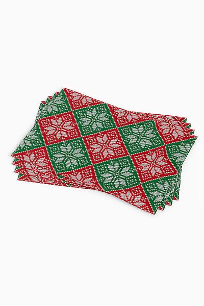 Cango Home Red Green Christmas Themed Digital Printed American Service Set of 4 Cgh227-as