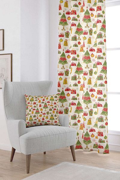 Cango Home Red Green Christmas Themed Digital Printed Curtain Cgh844-pr