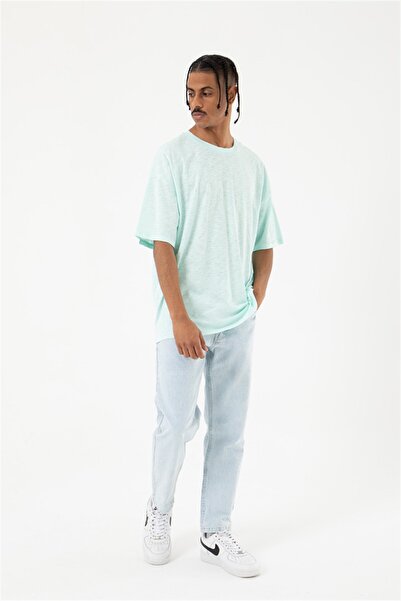 Machinist Ανδρικό μπλουζάκι Flamlı Basic oversized Light Mint