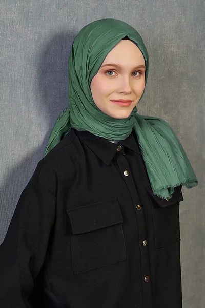 Madame Polo Плисиран бамбуков шал Seda Aydin в борово зелено