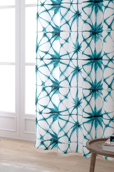 Cango Home White Blue Abstract Decorative Digital Printed Curtain Cgh182-pr