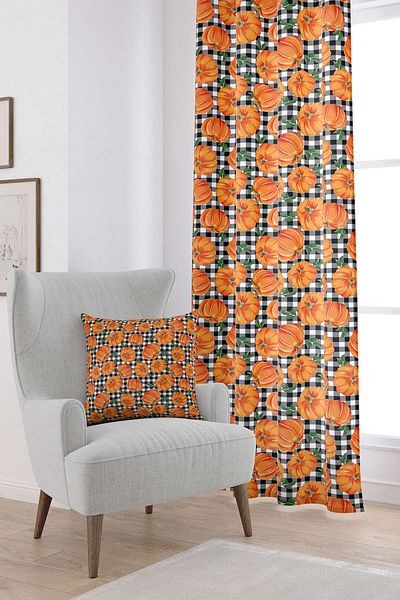Cango Home Orange Halloween Pumpkin Patterned Digital Printed Curtain Cgh751-pr