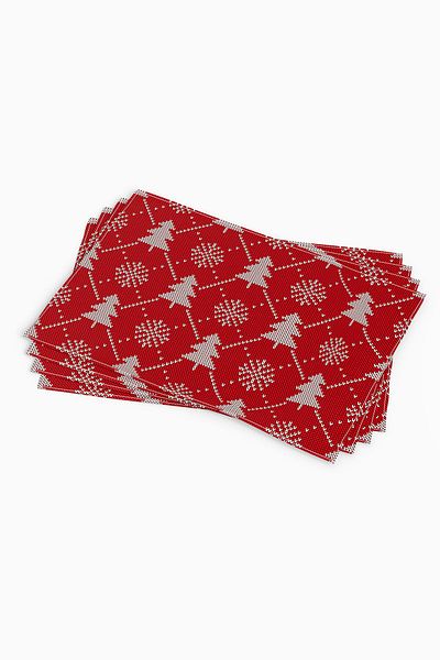 Cango Home Red Christmas Themed Digital Printed American Service Set of 4 Cgh222-as