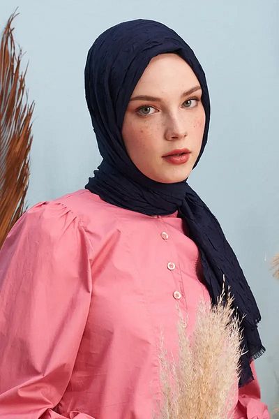 Madame Polo Σάλι Navy Blue Bamboo Check