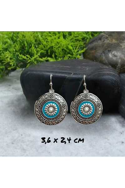 Dodemert Home Turkuaz Damlalı Etnik Tribal Boho  Küpe