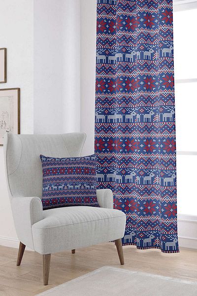 Cango Home Red Blue Christmas Themed Digital Printed Curtain Cgh839-pr
