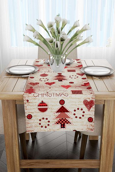 Cango Home Red Christmas Themed Digital Printed Runner Cgh307-rn