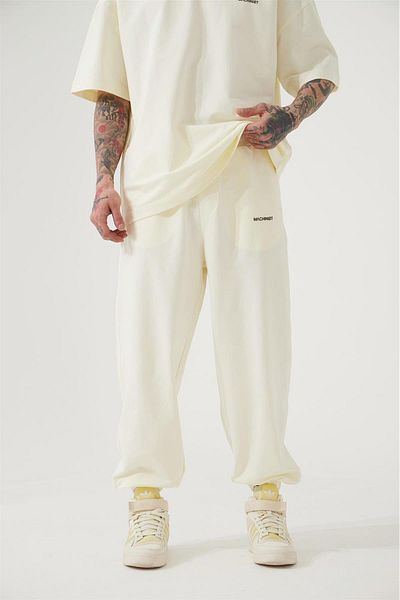 Machinist Pantaloni de sport de bază oversize Jogger albi pentru bărbați