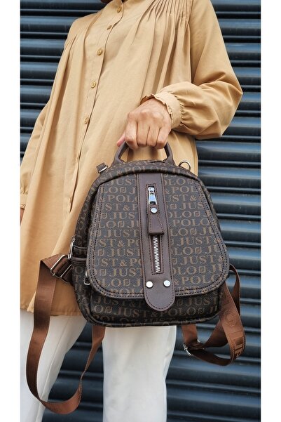 Just Polos Just Polo Leather Women's Sand Tan Backpack and Shoulder Bag