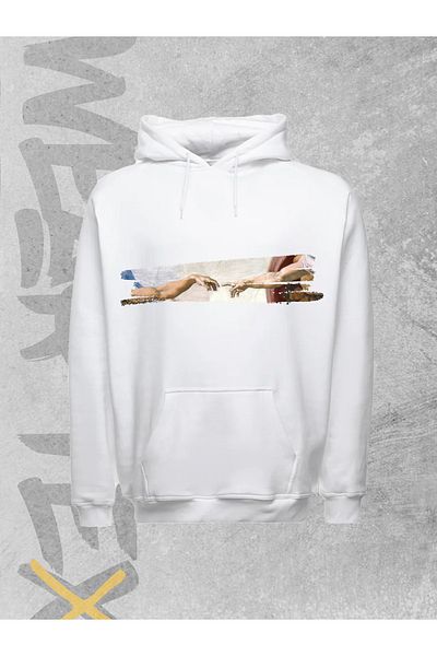 WEARTEX Unisex the Creation of Man Printed Hooded Sweatshirt