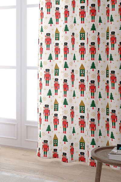 Cango Home Red Green Christmas Themed Digital Printed Curtain Cgh795-pr
