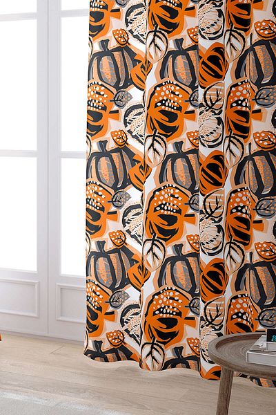 Cango Home Orange Halloween Pumpkin Patterned Digital Printed Curtain Cgh755-pr