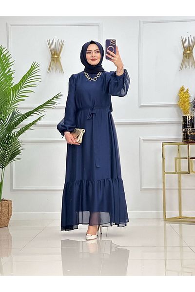 VALENS BOUTİQUE Tesettür Evening Dream Dress Lined Tule Coated Dress
