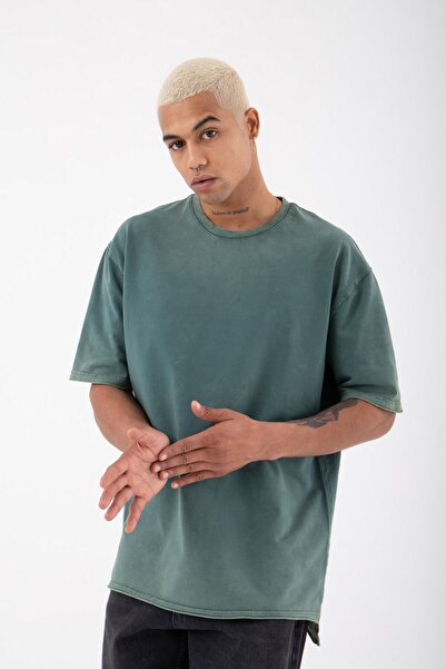 Machinist Чоловіча футболка Relaxed Basic з розрізом, колір хакі