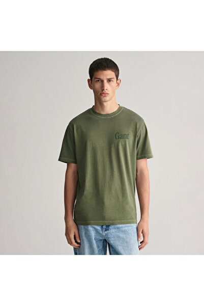 Gant Erkek Yeşil Regular Fit Bisiklet Yaka Logolu T-shirt
