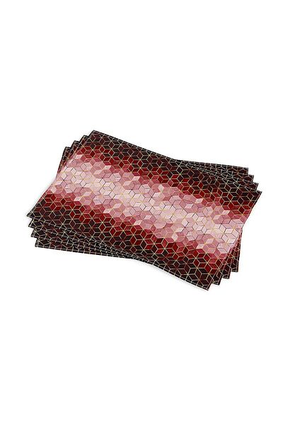 Cango Home Red Gold Mosaic Patterned Digital Printed American Service Set of 4 Cgh926-as