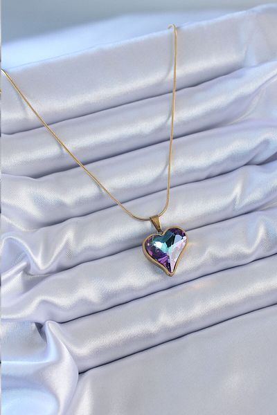 Clariss 316L Steel Gold Color Crystal Stone Heart Model Women's Necklace