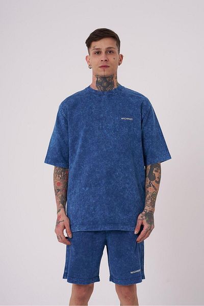 Machinist Ανδρικό μπλουζάκι Luxury Washed Basic Relaxed Indigo Spotted