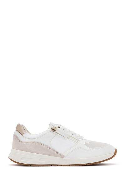 Geox White Bulmya Leather Sneaker - Lace-up, Women's, D36nqb05422c1002
