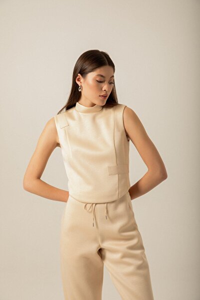 Rue Studio ψηλός λαιμός Πλεκτή μπλούζα εκρού