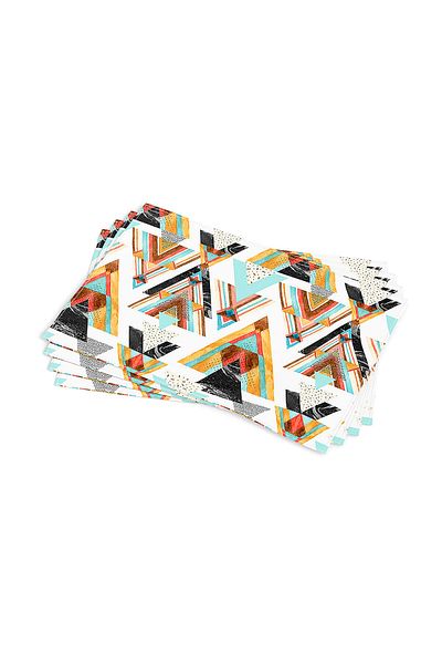 Cango Home Λευκό πολύχρωμο Bohemian Ethnic Style Digital Printing Σετ αμερικανικού σερβιρίσματος 4 Cgh498-as
