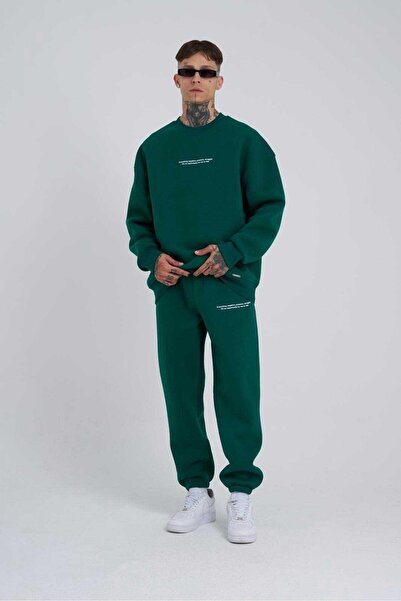 Machinist Ανδρικά Follow Your Printed Oversize Petrol Green Sweatpants