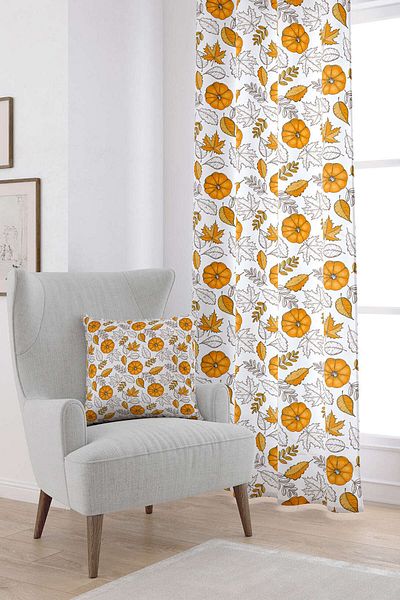 Cango Home Orange Halloween Pumpkin Patterned Digital Printed Curtain Cgh760-pr