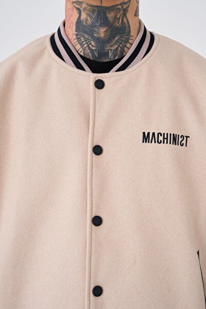 Machinist Erkek Deer Oversize Bej Bomber Ceket