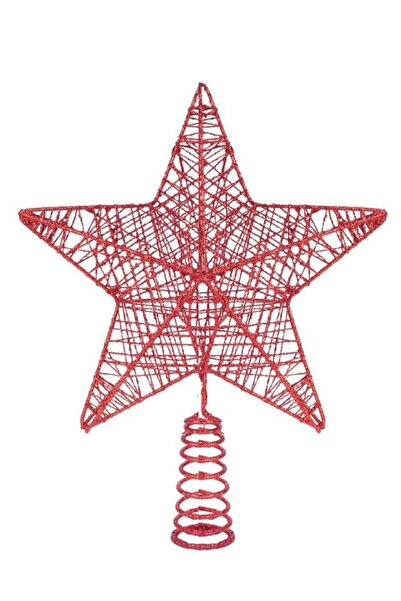 kidspartim Zvezda Sa šljokicama Bor Tepeliği - Spring Metal Red 27 cm