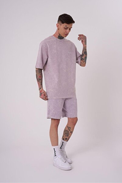 Machinist Ανδρικό μπλουζάκι Luxury Washed Basic Relaxed T-shirt με λιλά κηλίδες