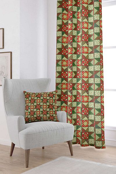 Cango Home Red Green Christmas Themed Digital Printed Curtain Cgh805-pr