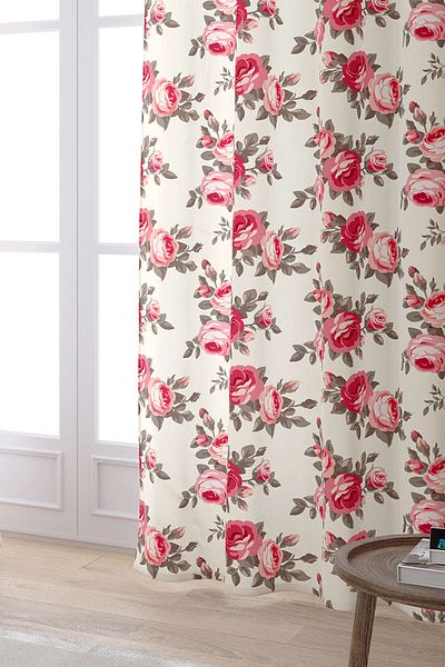 Cango Home Ροζ Μπεζ Floral Ψηφιακή Εκτυπωμένη Κουρτίνα Cgh201-pr