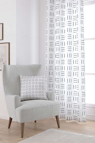 Cango Home White Black Geometric Digital Printed Curtain Cgh315-pr