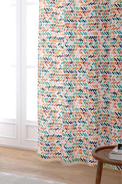 Cango Home Orange Green Tropical Geometric Patterned Digital Printed Curtain Cgh1045-pr