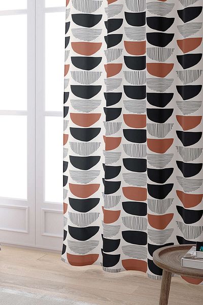 Cango Home Καφέ Μαύρη Bohemian Scandinavian Digital Printed Κουρτίνα Cgh1230-pr