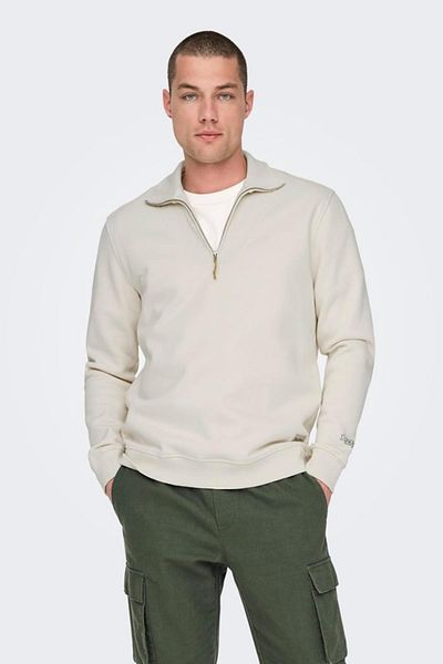 Only & Sons ONSRILEY REG 1/4 Zip Cream Ψηλός Κολάρος SWT VD 22030160