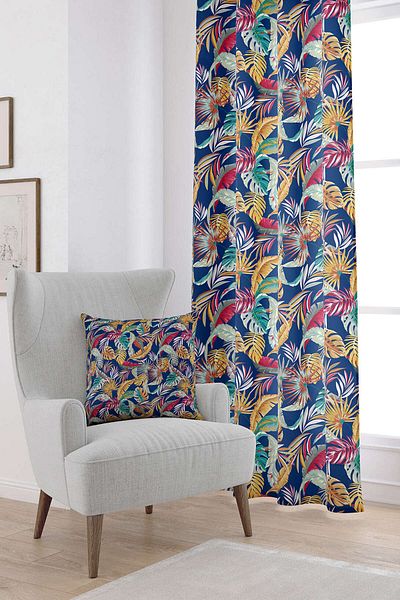 Cango Home Cortina decorativă albastră imprimată digital Otyk1154-pr
