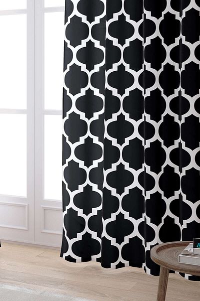Cango Home Black and White Modern Geometric Patterned Digital Printed Curtain Otyk552-pr