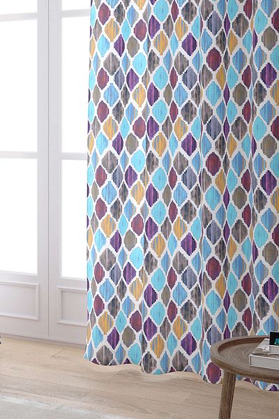 Cango Home Purple Blue Modern Ethnic Patterned Digital Printed Curtain Cgh267-pr