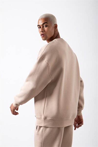 Machinist Ανδρικό φούτερ Basic Crew Neck Oversize Beige