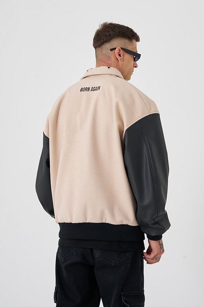 Machinist Jachetă bomber MC oversize bej pentru bărbați