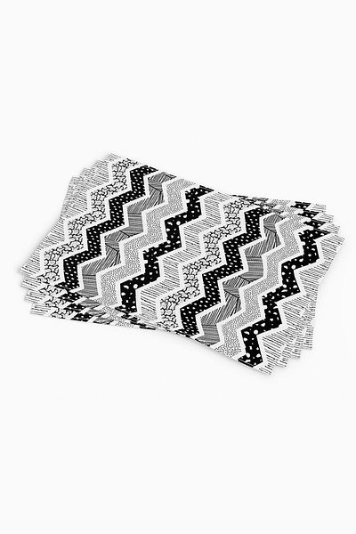 Cango Home Black and White Striped Modern Patterned Digital Printed American Service Set of 4 Cgh060-as
