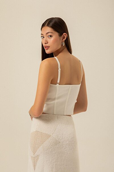 rue Тонкий бюстгальтер з бретелями з трикотажу екрю