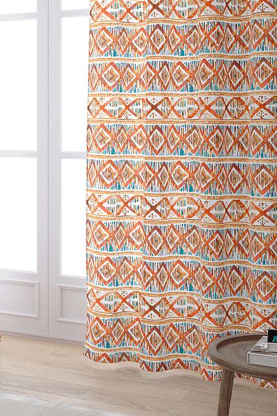 Cango Home Orange White Ethnic Patterned Digital Printed Curtain Cgh264-pr